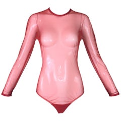 Gianni Versace Punk Red Fishnet L / S Bodysuit Top, 1993