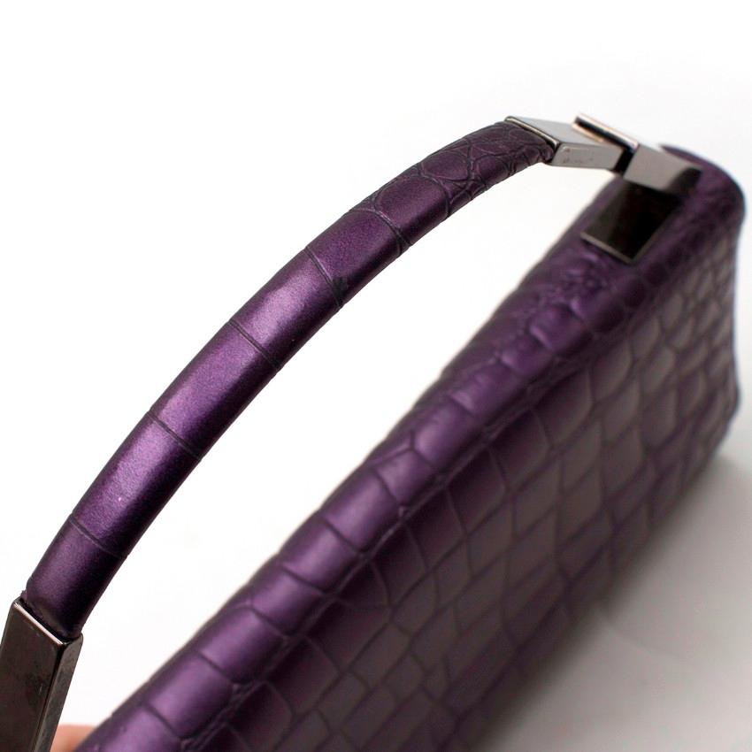 Gianni Versace Purple Embossed Clutch For Sale 2
