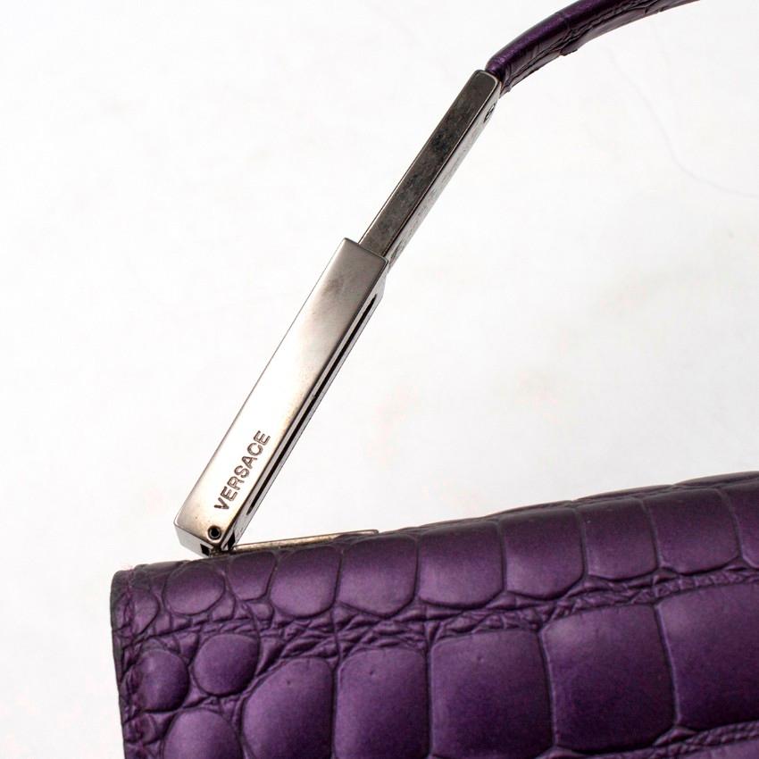 Gianni Versace Purple Embossed Clutch For Sale 3