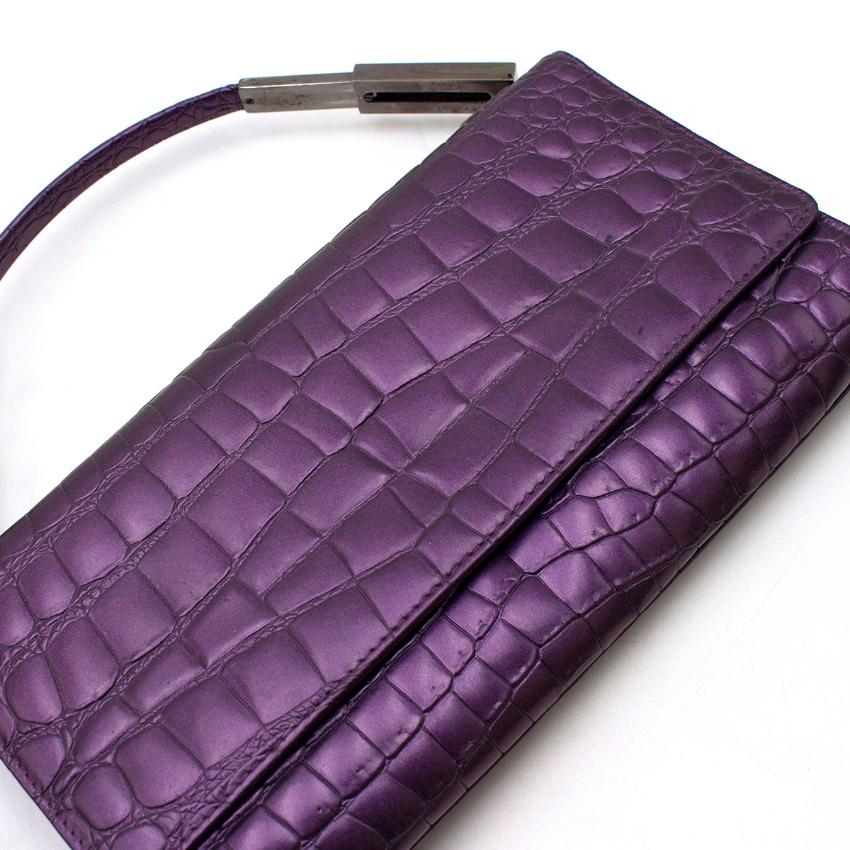 Gianni Versace Purple Embossed Clutch For Sale 4