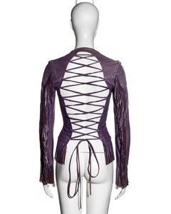 Gianni Versace purple leather open-back jacket, ss 2002
