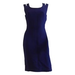 Vintage Gianni Versace Purple Mesh Cutout Shoulder Dress