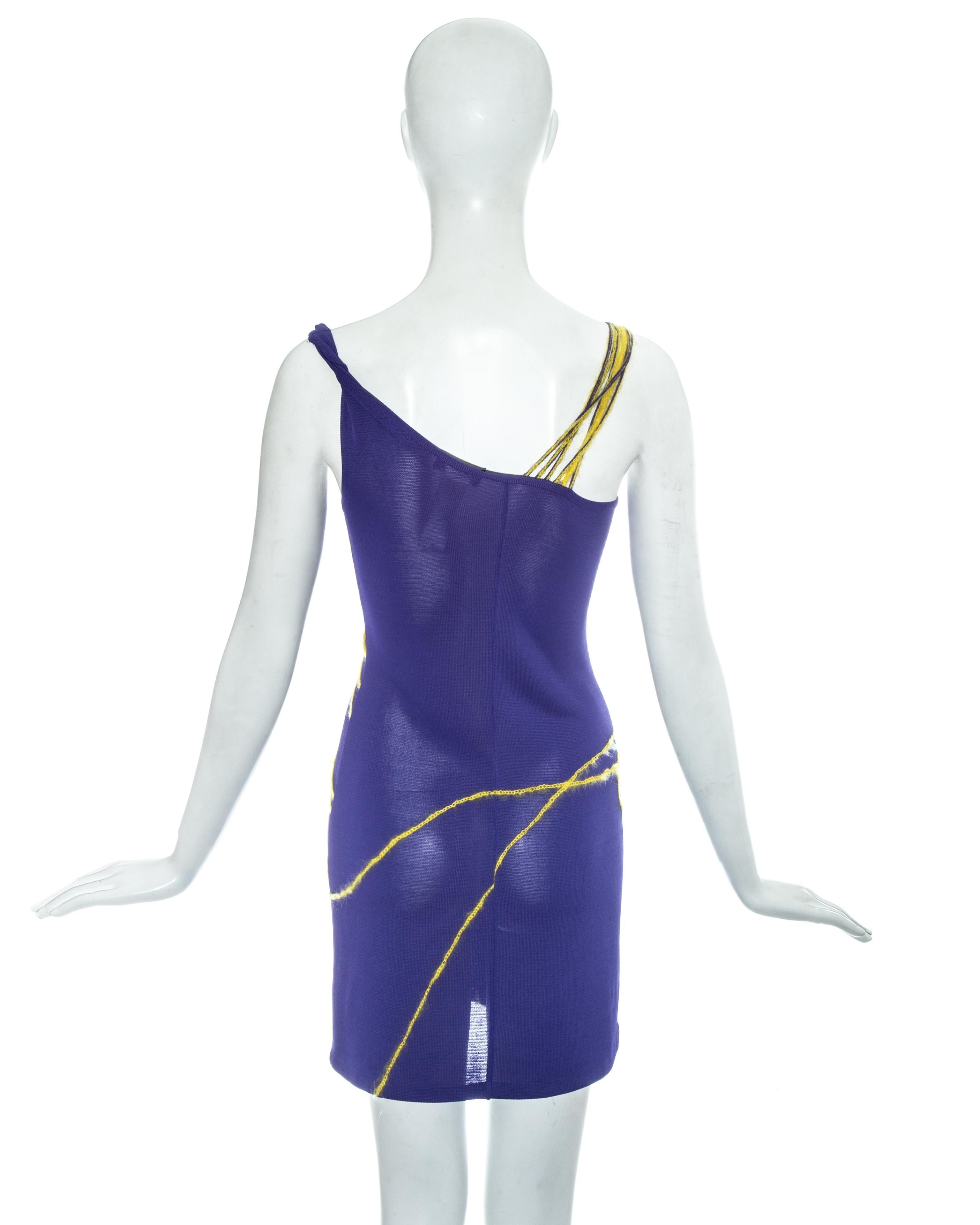 Gianni Versace purple viscose and mohair rayon knitted mini dress, ss 1998 For Sale 1