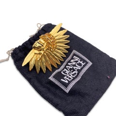 Gianni Versace Bague en métal doré rare avec cristaux indiens d'Amérique du Nord
