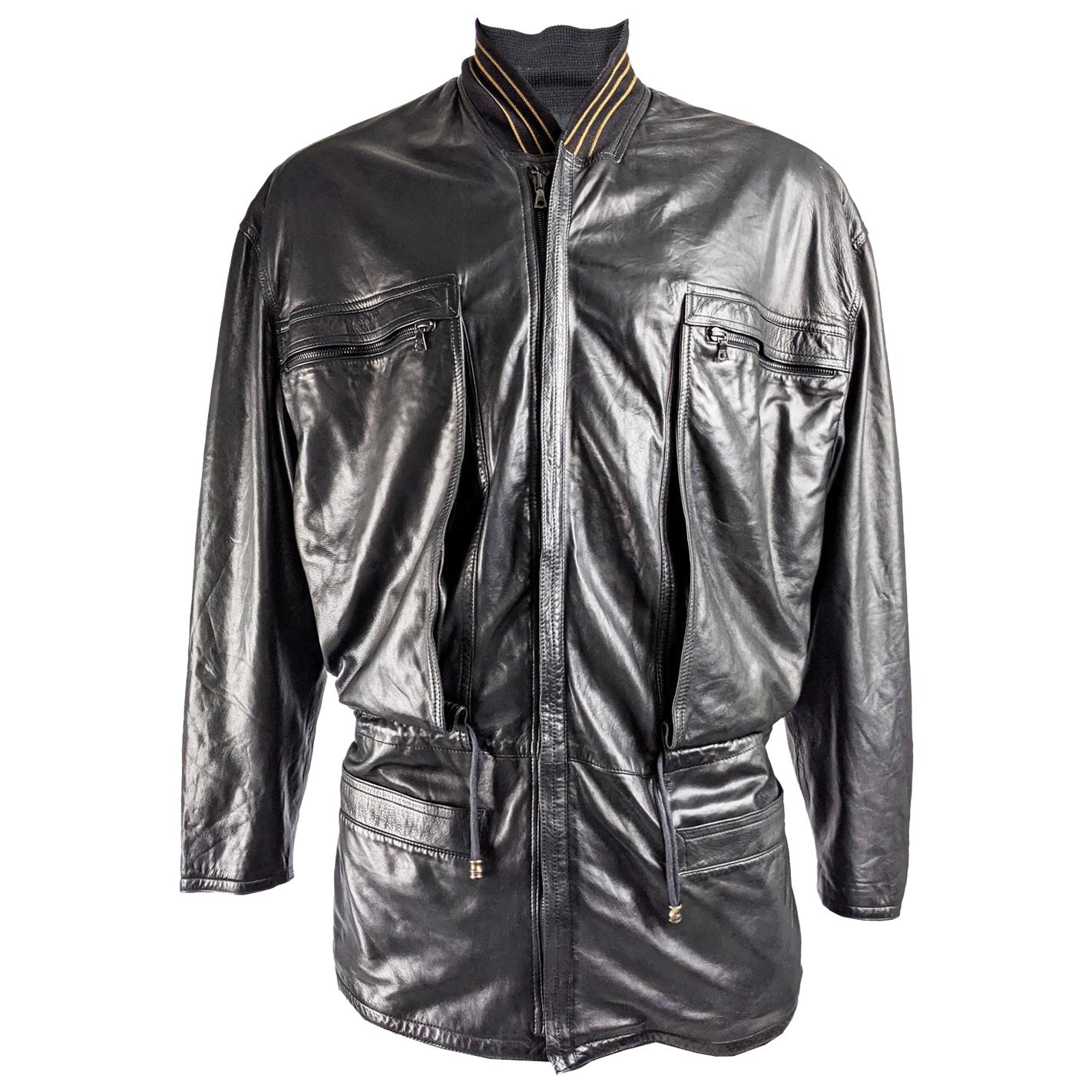 Gianni Versace Rare Mens Leather Jacket, A/W 1986