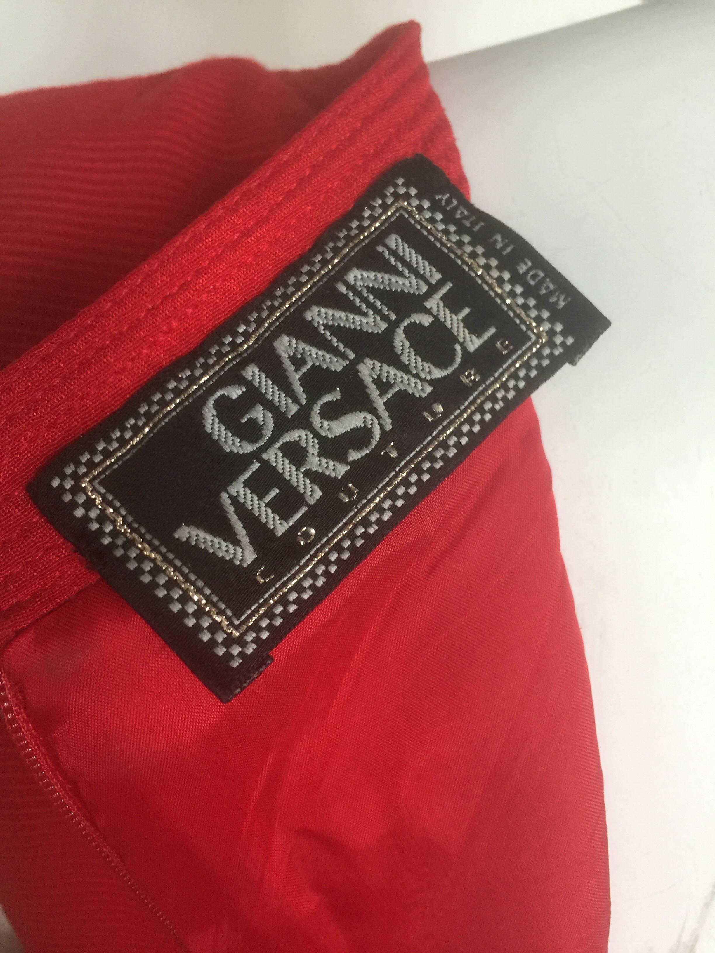 Gianni Versace red jumpsuit and matching glasses cropped bolero jacket  For Sale 4