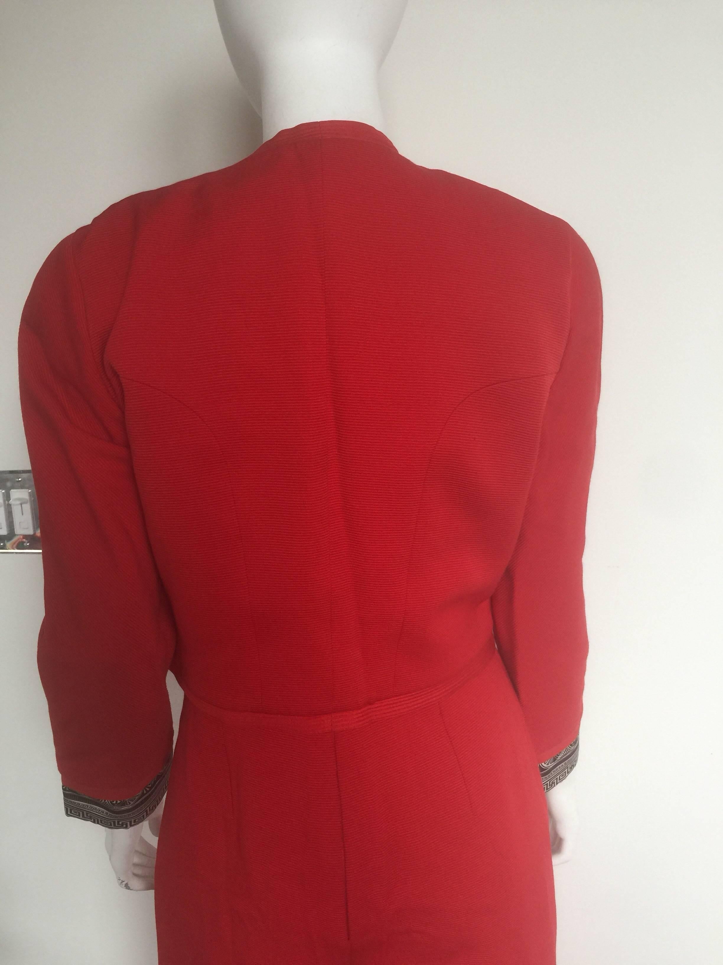 Gianni Versace red jumpsuit and matching glasses cropped bolero jacket  For Sale 1