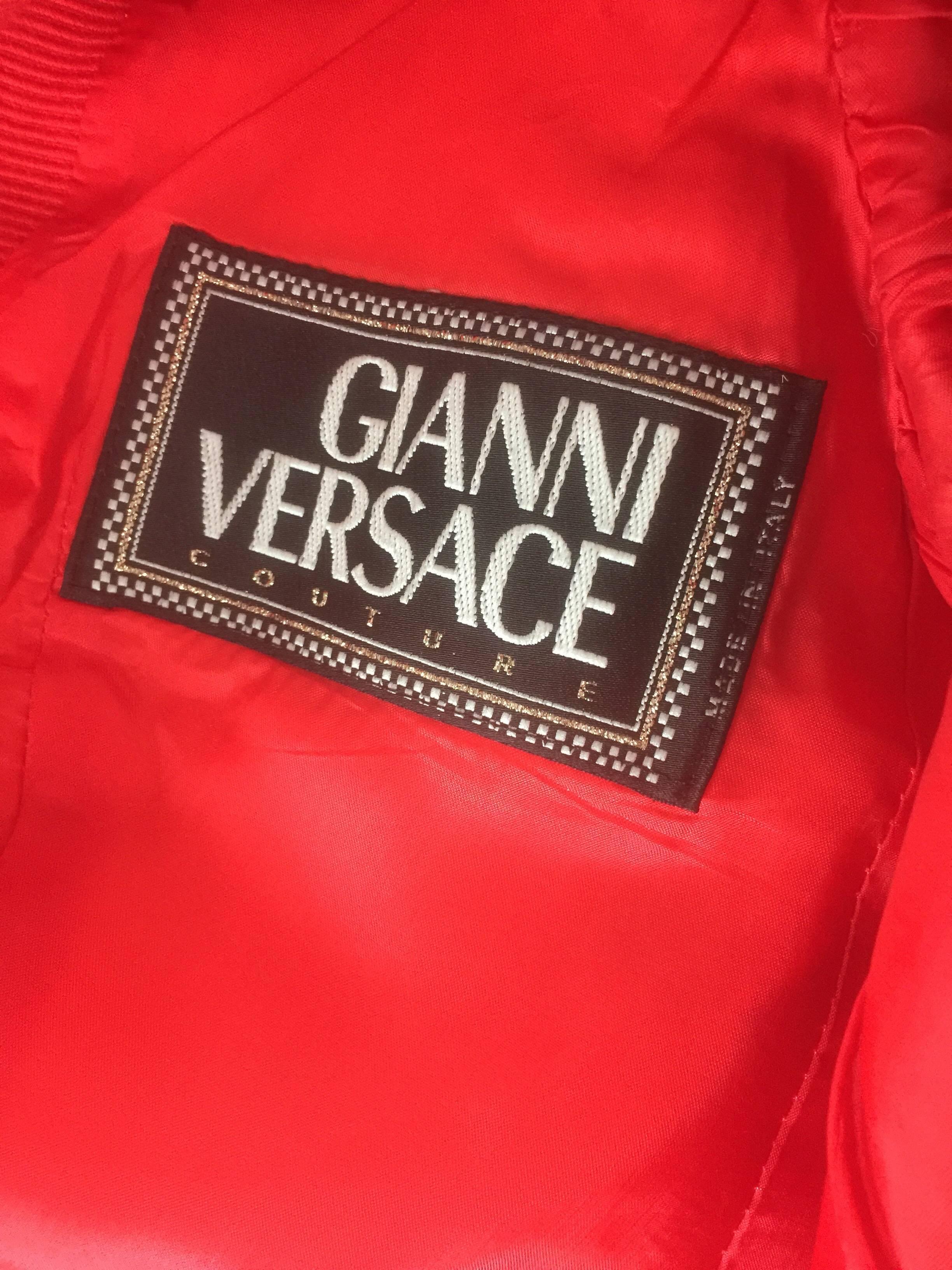 Gianni Versace red jumpsuit and matching glasses cropped bolero jacket  For Sale 3