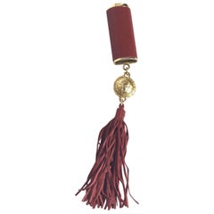Gianni Versace Red Leather Lighter Holder with Tassel