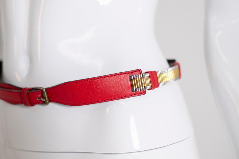 Versace Jeans Couture Red Glossy Leather Metal Buckle Women\'s Belt VERSACE JEANS COUTURE Belt Red Glossy Leather Metal Buckle  main image 3