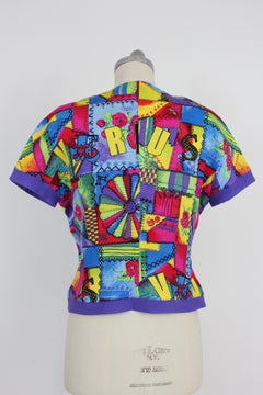 Gianni Versace Red Purple Cotton Floral Short Jacket 1990s