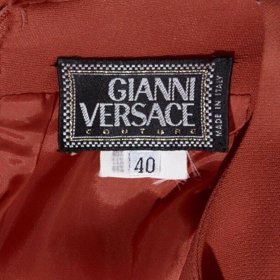GIANNI VERSACE red round neck sleevelses minimal back vent maxi gown dress IT40 4