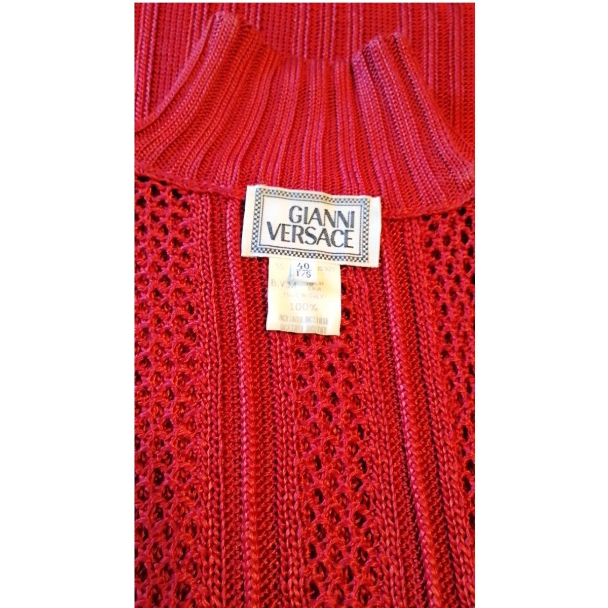 GIANNI VERSACE red ruby long knitted dress For Sale 3