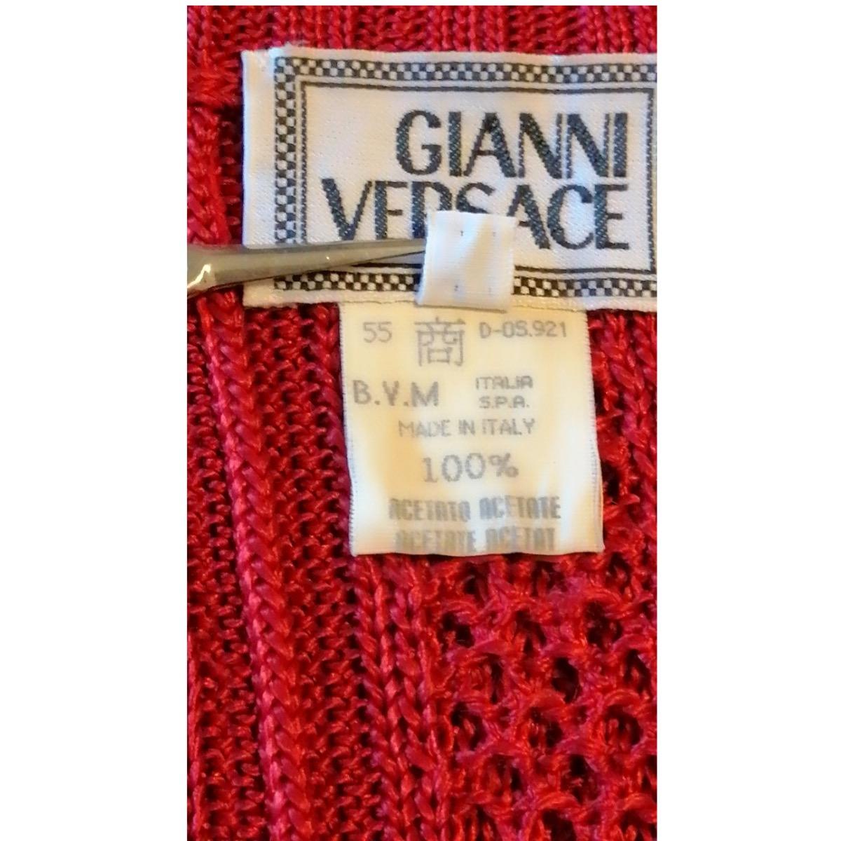 GIANNI VERSACE red ruby long knitted dress For Sale 4