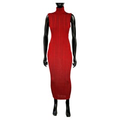 GIANNI VERSACE red ruby long knitted dress