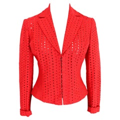 Gianni Versace Red Sangallo Lace Jacket 1980s