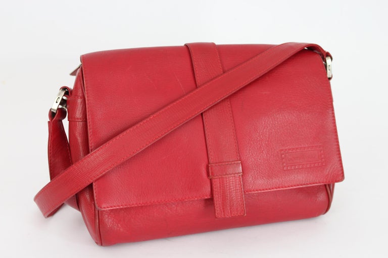 Gianni Versace Red Soft Leather Python Texture Effect Shoulder Bag at  1stDibs