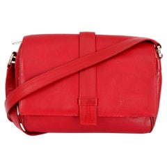 Gianni Versace Red Soft Leather Python Texture Effect Shoulder Bag 