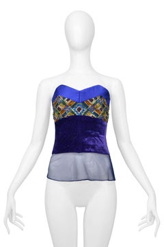 Gianni Versace Rhinestone & Velvet Couture Bustier