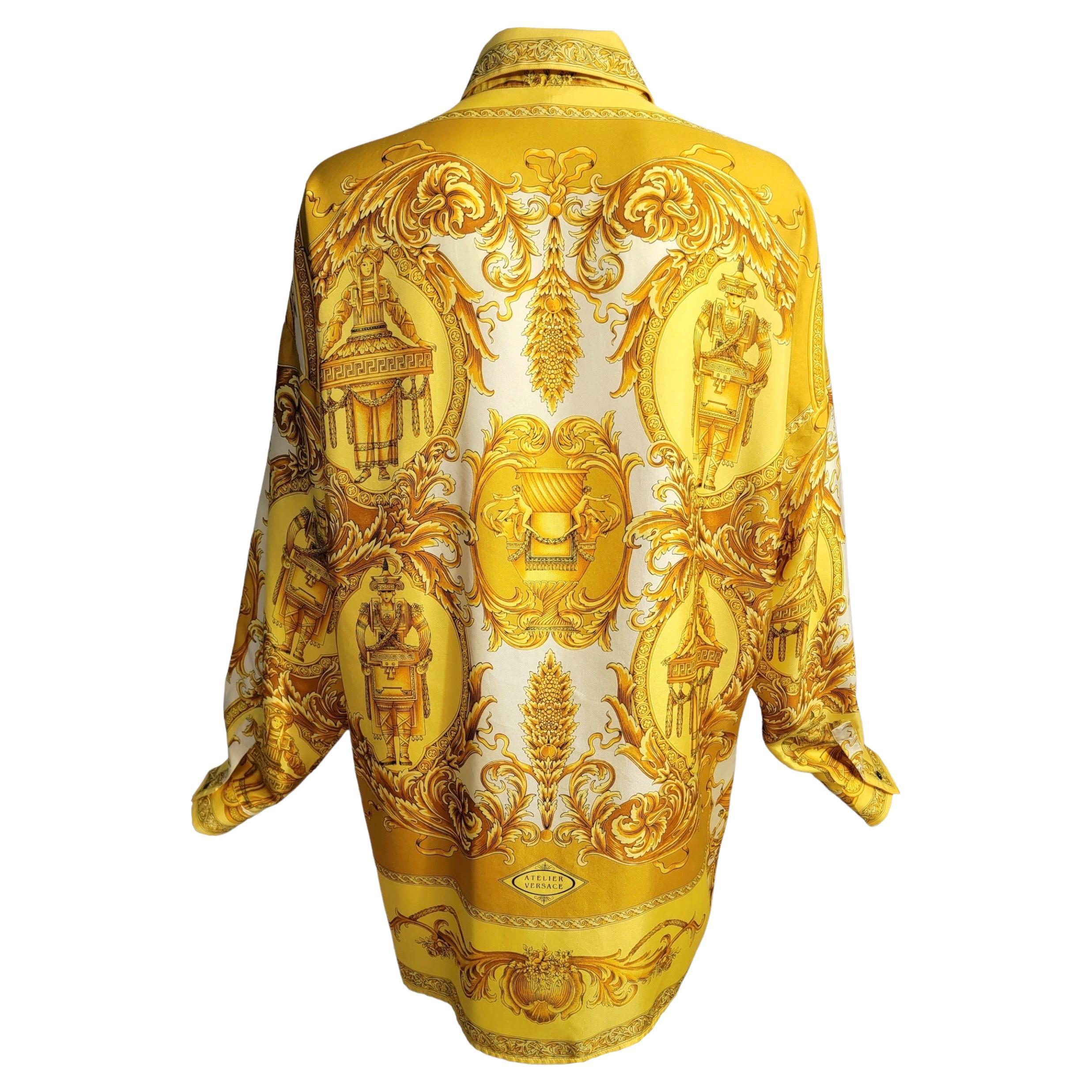 Camisa de seda Gianni Versace Rococo para hombre IT48 de 1995