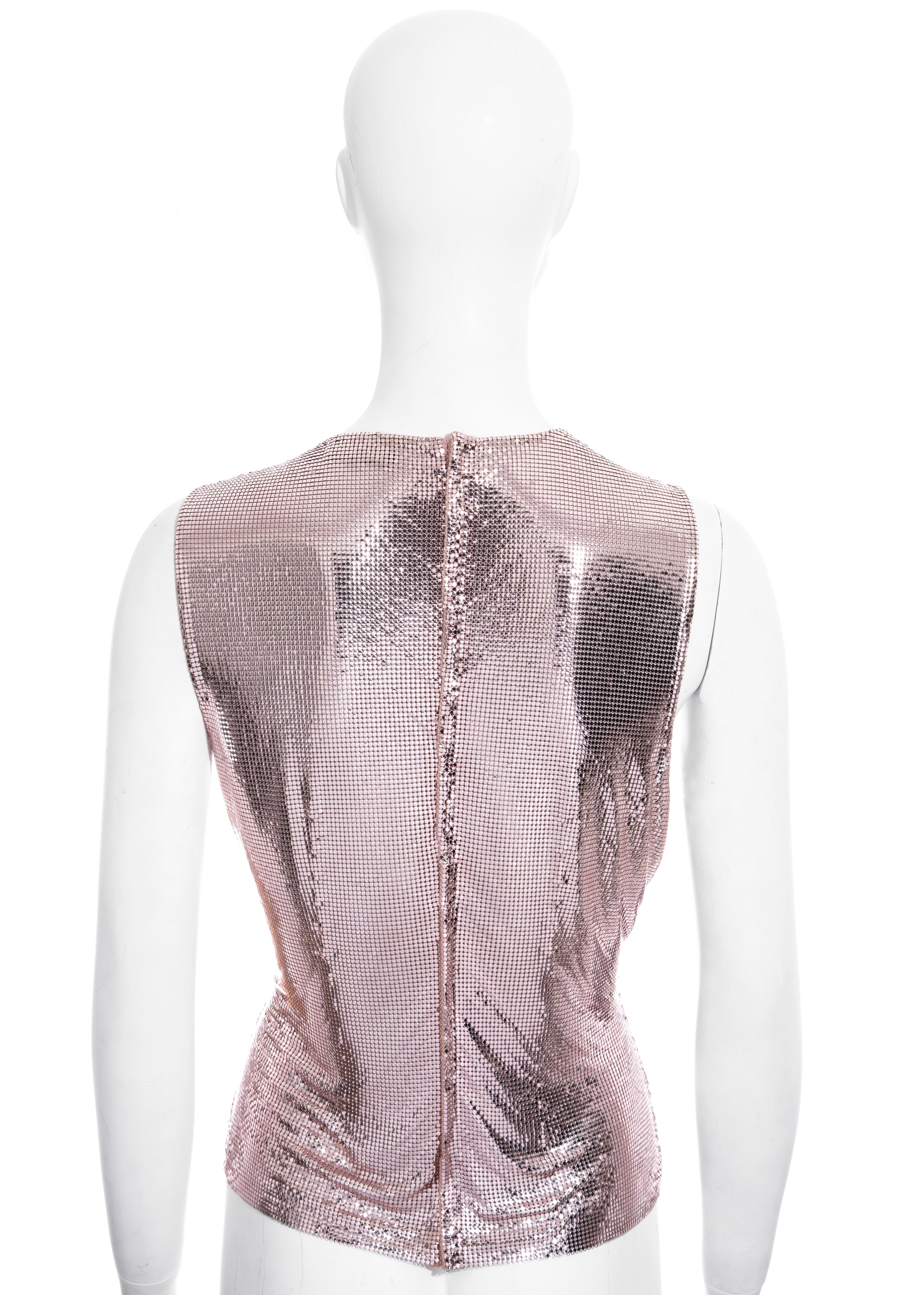 Gray Gianni Versace rose gold Oroton metal mesh vest, fw 1994 For Sale