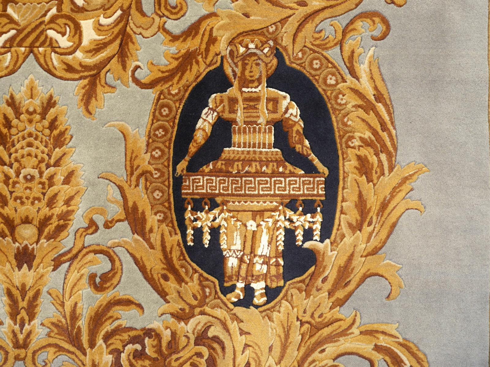 Gianni Versace Teppich Home Signature Kollektion Schwarz Grau Gold Selten Große Größe (Handgeknüpft)