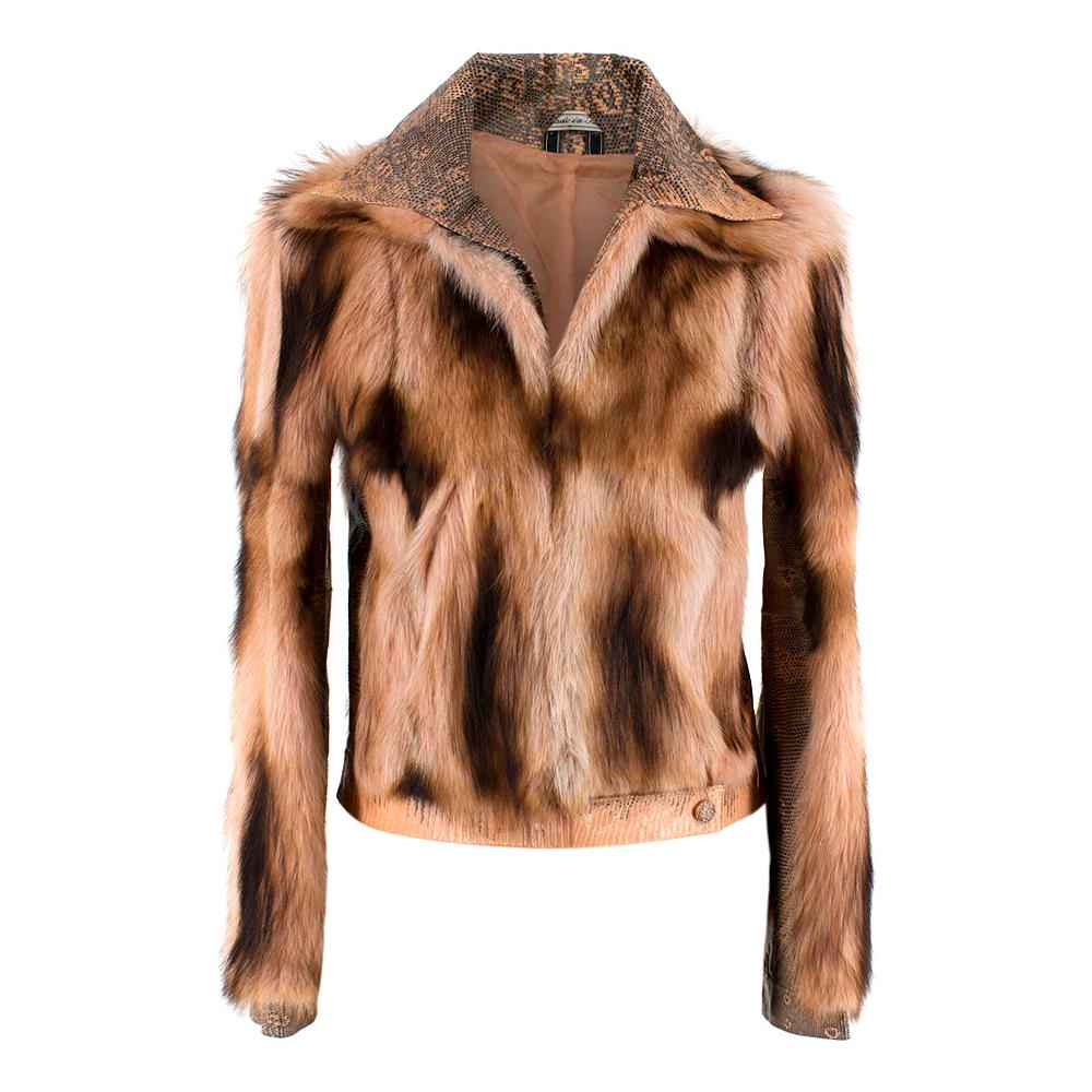 Gianni Versace Runway Pink Leather & Fox Fur Jacket