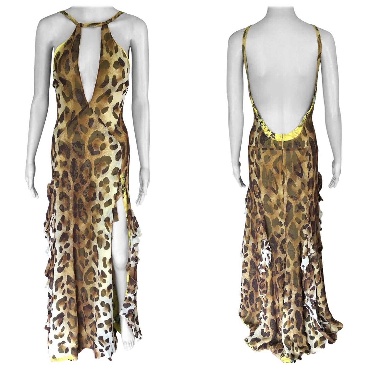 Gianni Versace Runway Vintage Plunged Backless Dress Gown For Sale