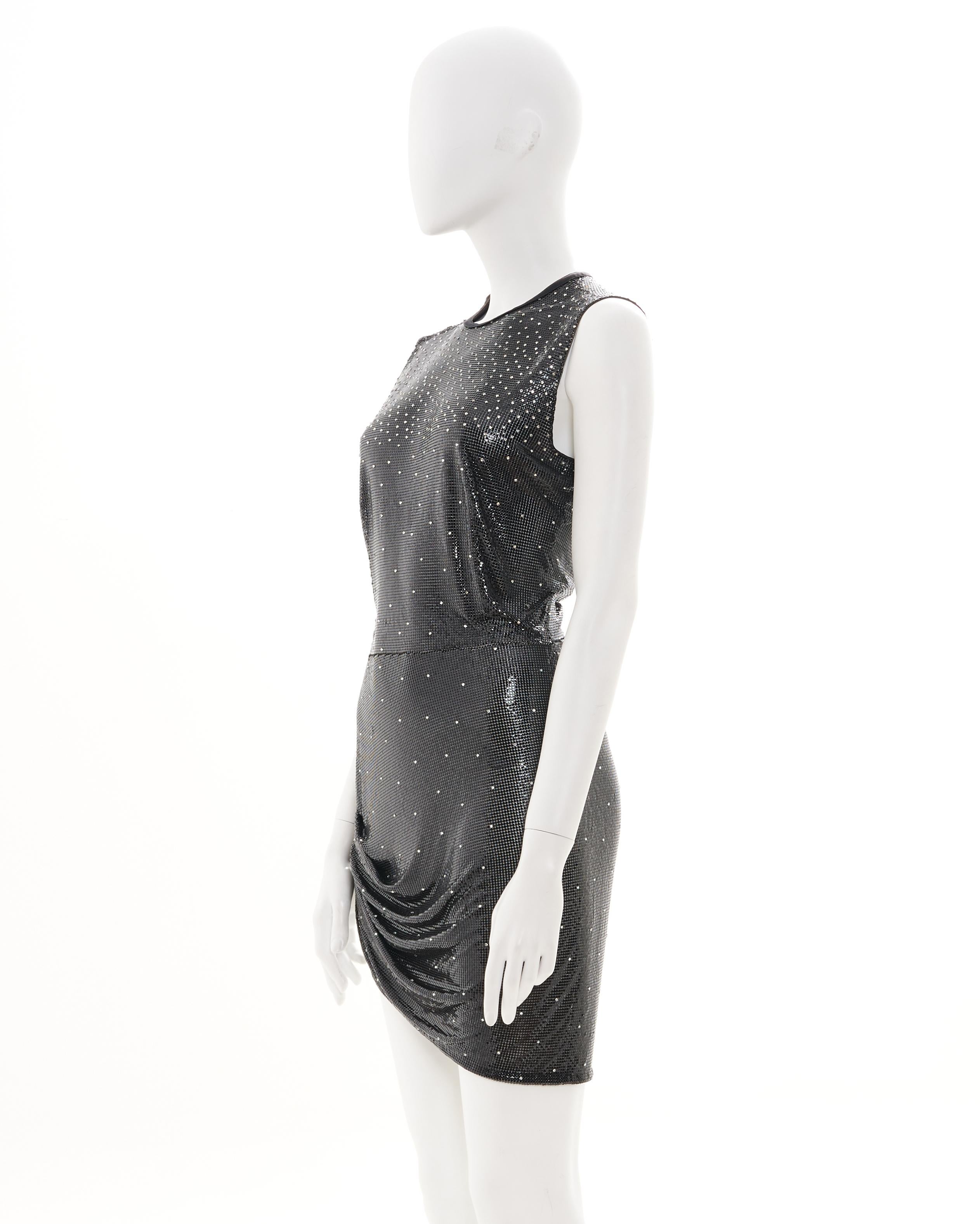 Black Gianni Versace S/S 1988 Chainmail Orton Mini Dress in vendita