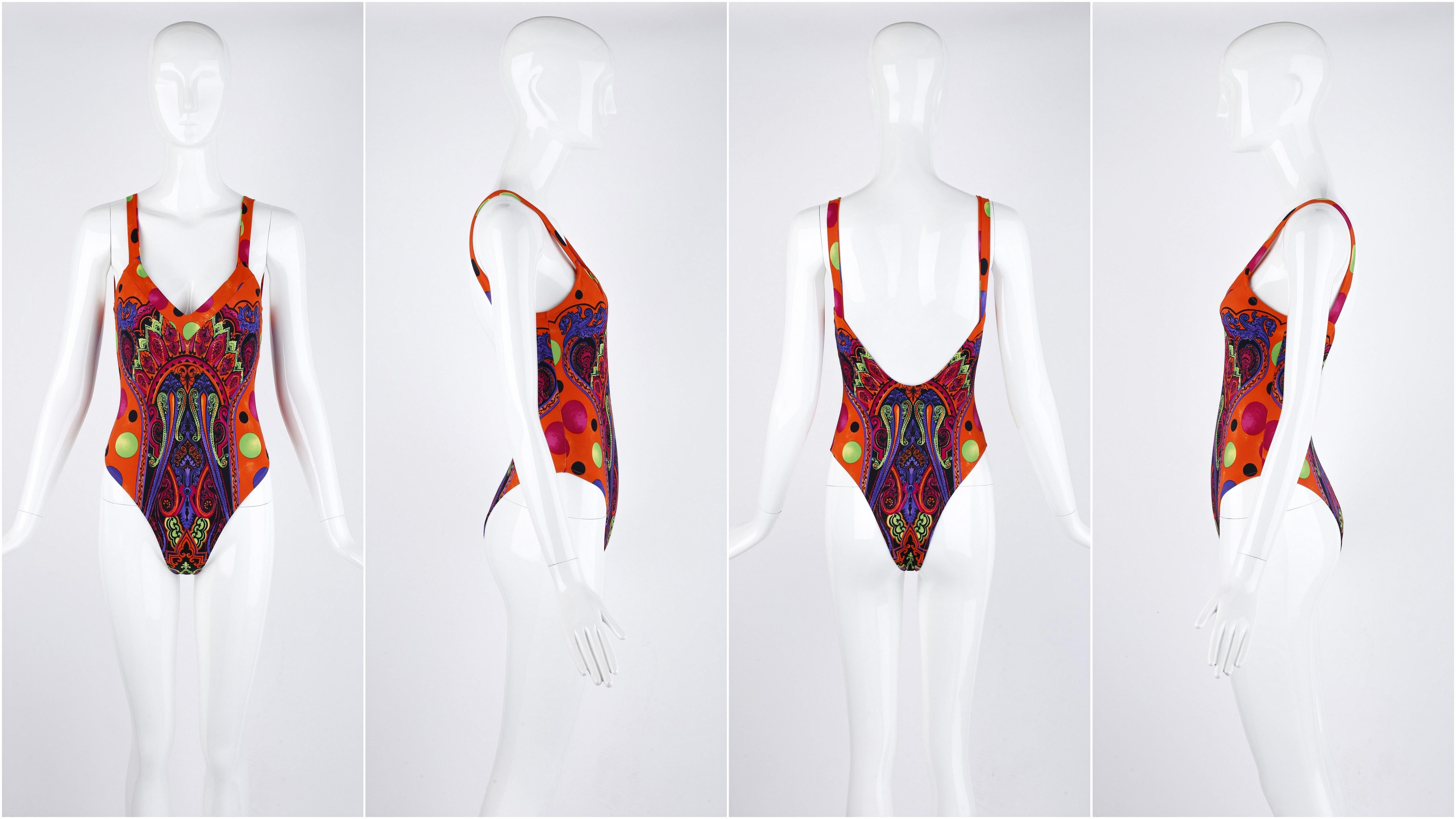 Gianni Versace S/S 1991 Pop Art Baroque Print Swimsuit Bodysuit & Leggings Set en vente 3