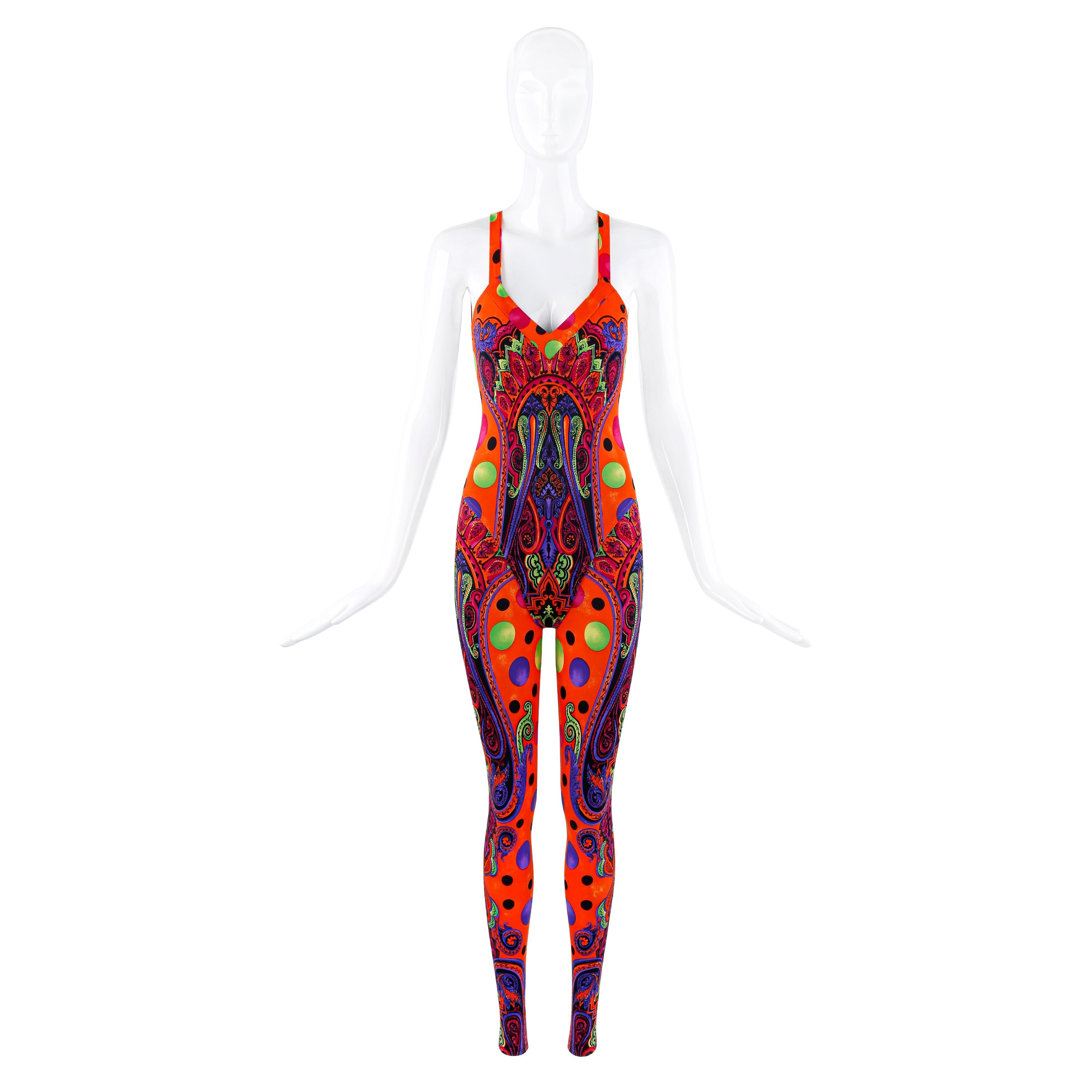 Gianni Versace F/S 1991 Pop Art Barockdruck Badeanzug Bodysuit & Leggings Set