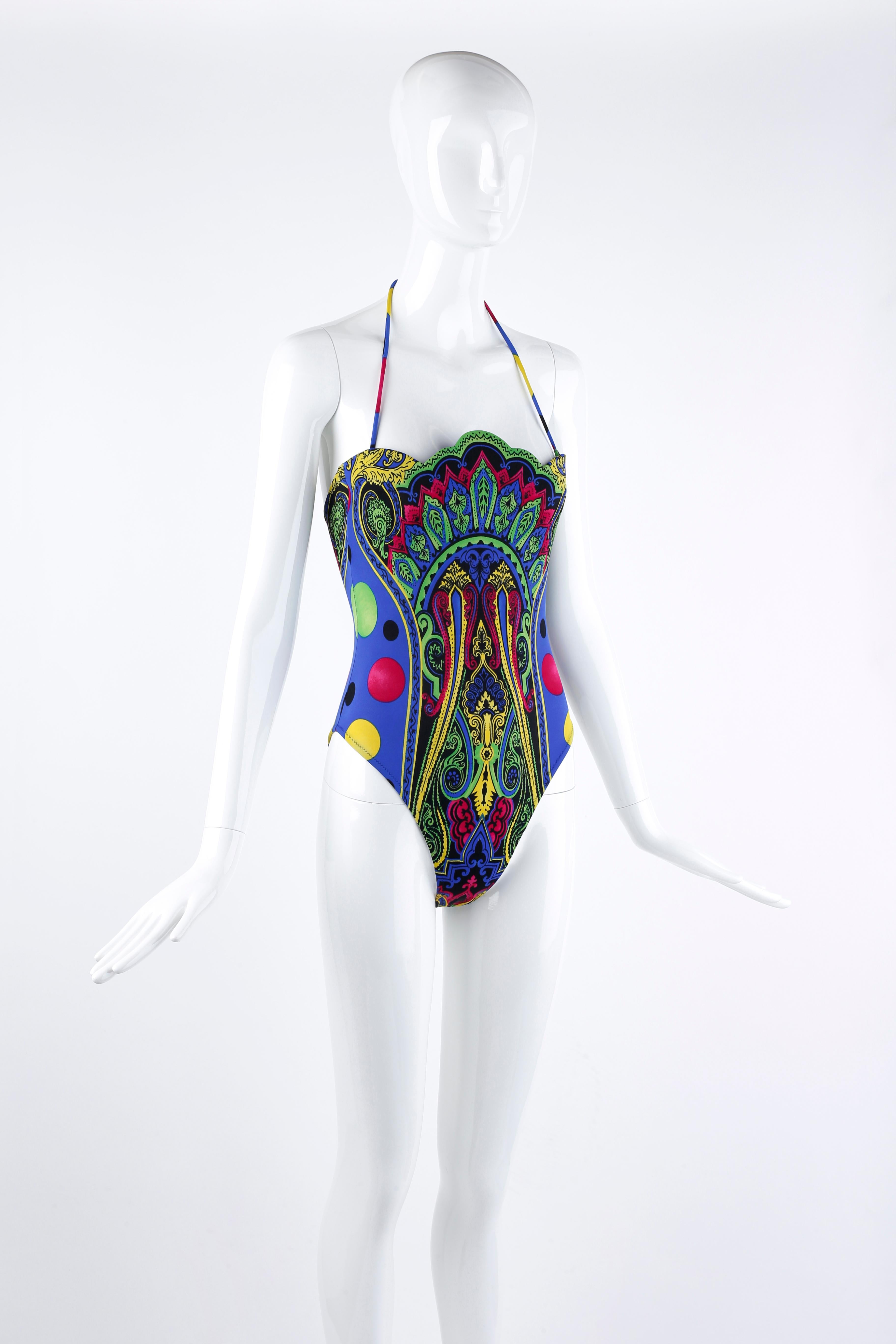 Gianni Versace S/S 1991 Pop Art Baroque Print Swimsuit Bodysuit & Skirt Set en vente 1