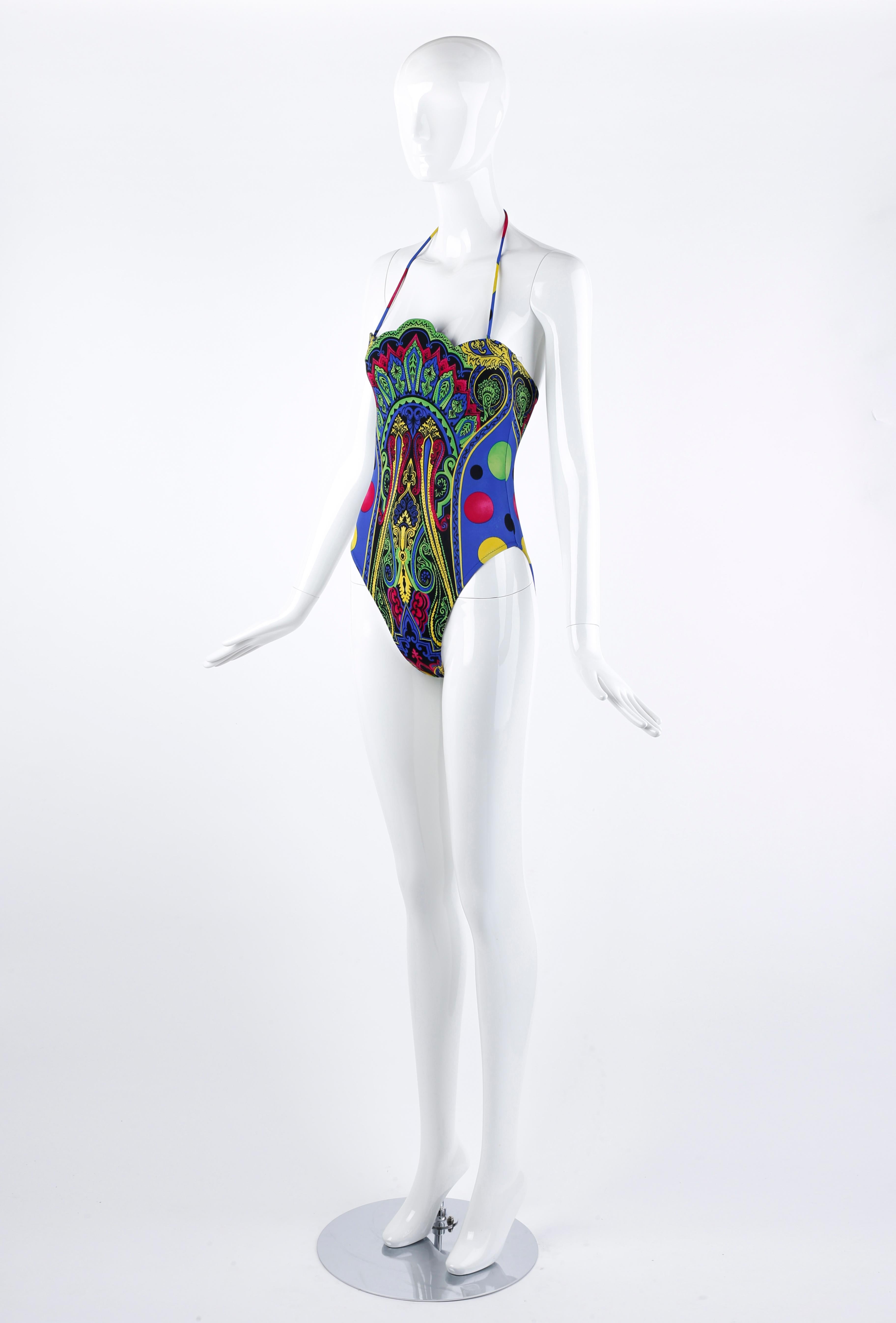 Gianni Versace S/S 1991 Pop Art Baroque Print Swimsuit Bodysuit & Skirt Set For Sale 2