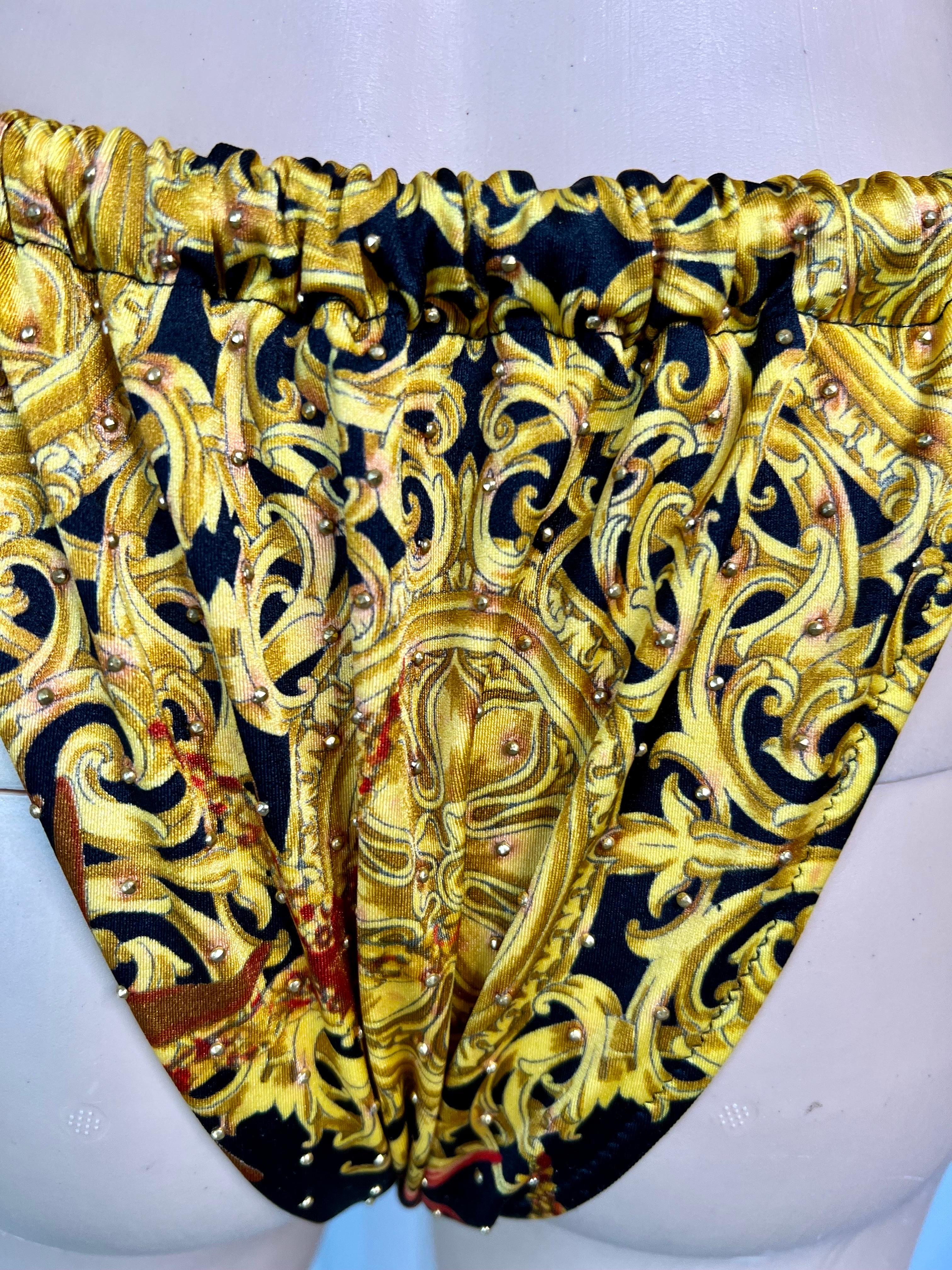 Gianni Versace S/S 1992 Baroque Embellished Two-Piece Bikini Swimsuit Swimwear For Sale 5