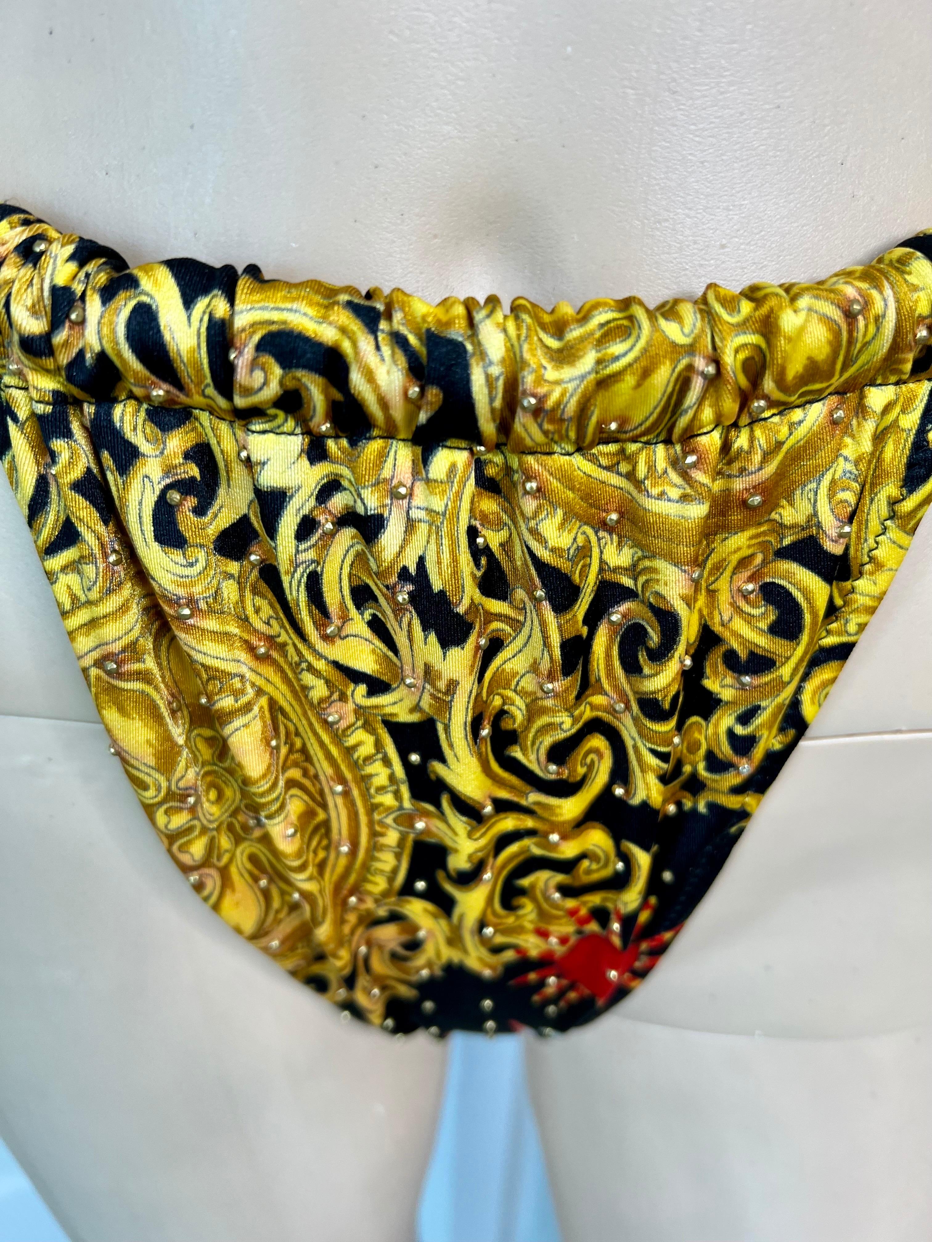 Gianni Versace S/S 1992 Baroque Embellished Two-Piece Bikini Swimsuit Swimwear For Sale 6