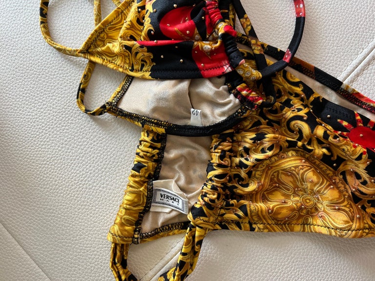 Gianni Versace S/S 1992 Baroque Embellished Two-Piece Bikini Swimsuit ...