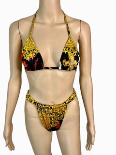 Gianni Versace S/S 1992 Baroque Embellished Two-Piece Bikini Swimsuit Swimwear