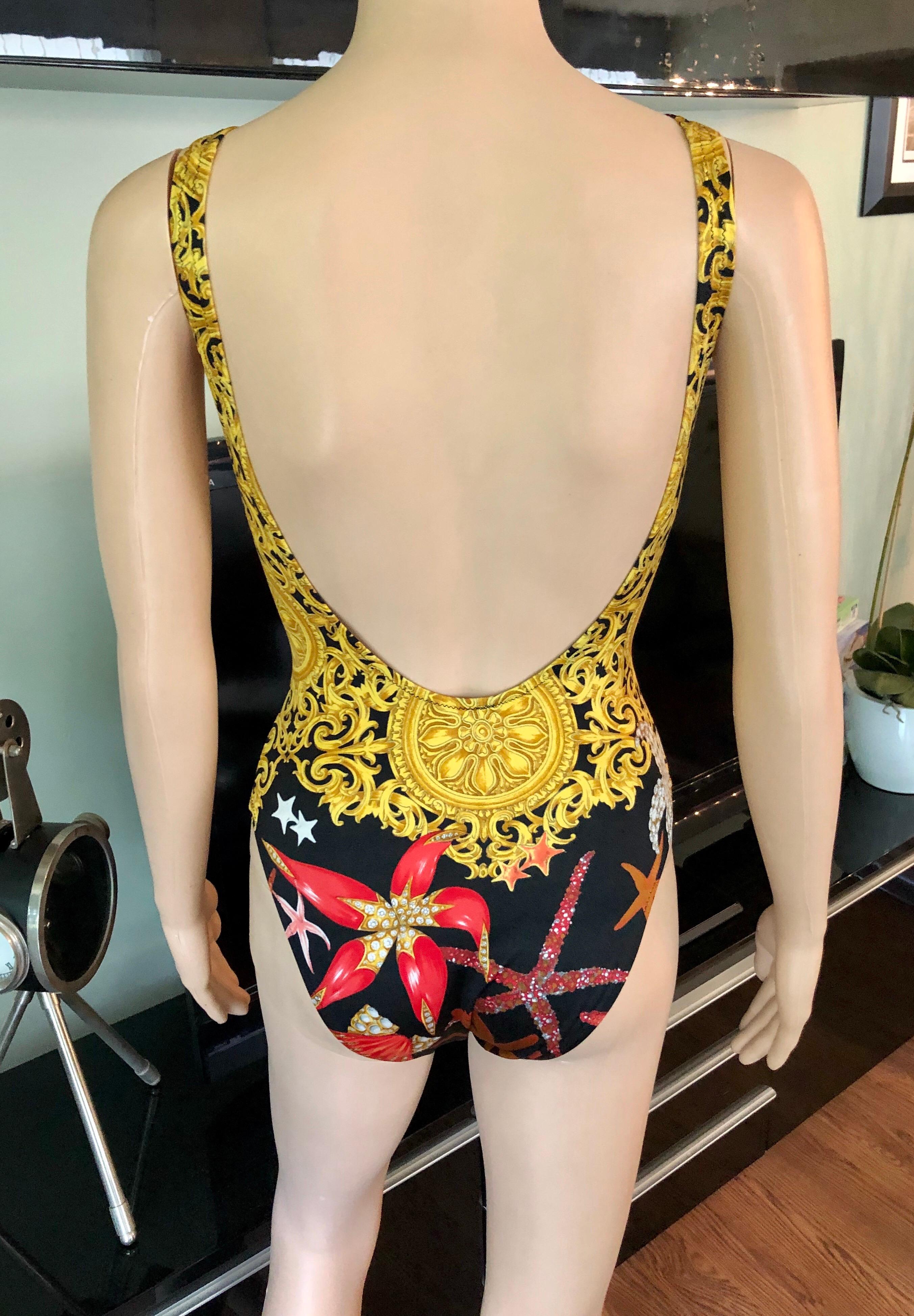 Gianni Versace S/S 1992 Baroque Seashell Backless Bodysuit Swimwear Swimsuit For Sale 1