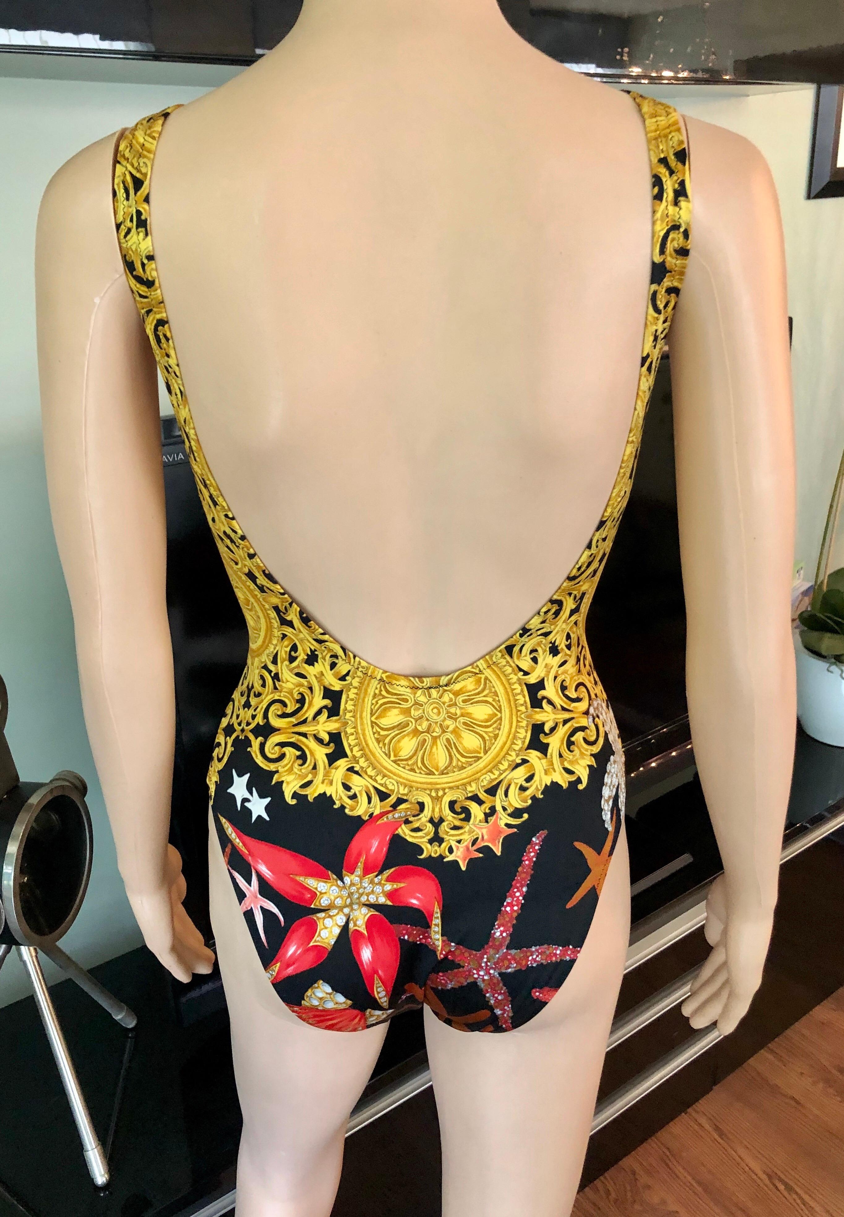 Gianni Versace S/S 1992 Baroque Seashell Backless Bodysuit Swimwear Swimsuit For Sale 2