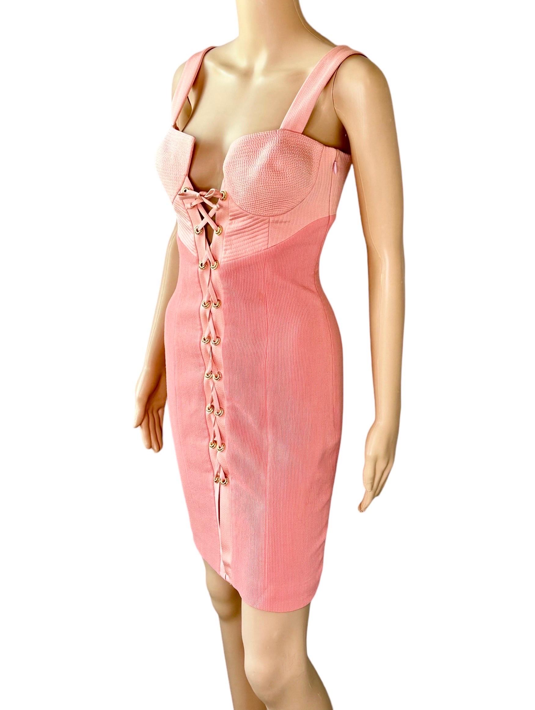 Gianni Versace S/S 1992 Couture Bustier Corset Lace Up Mini Dress 12