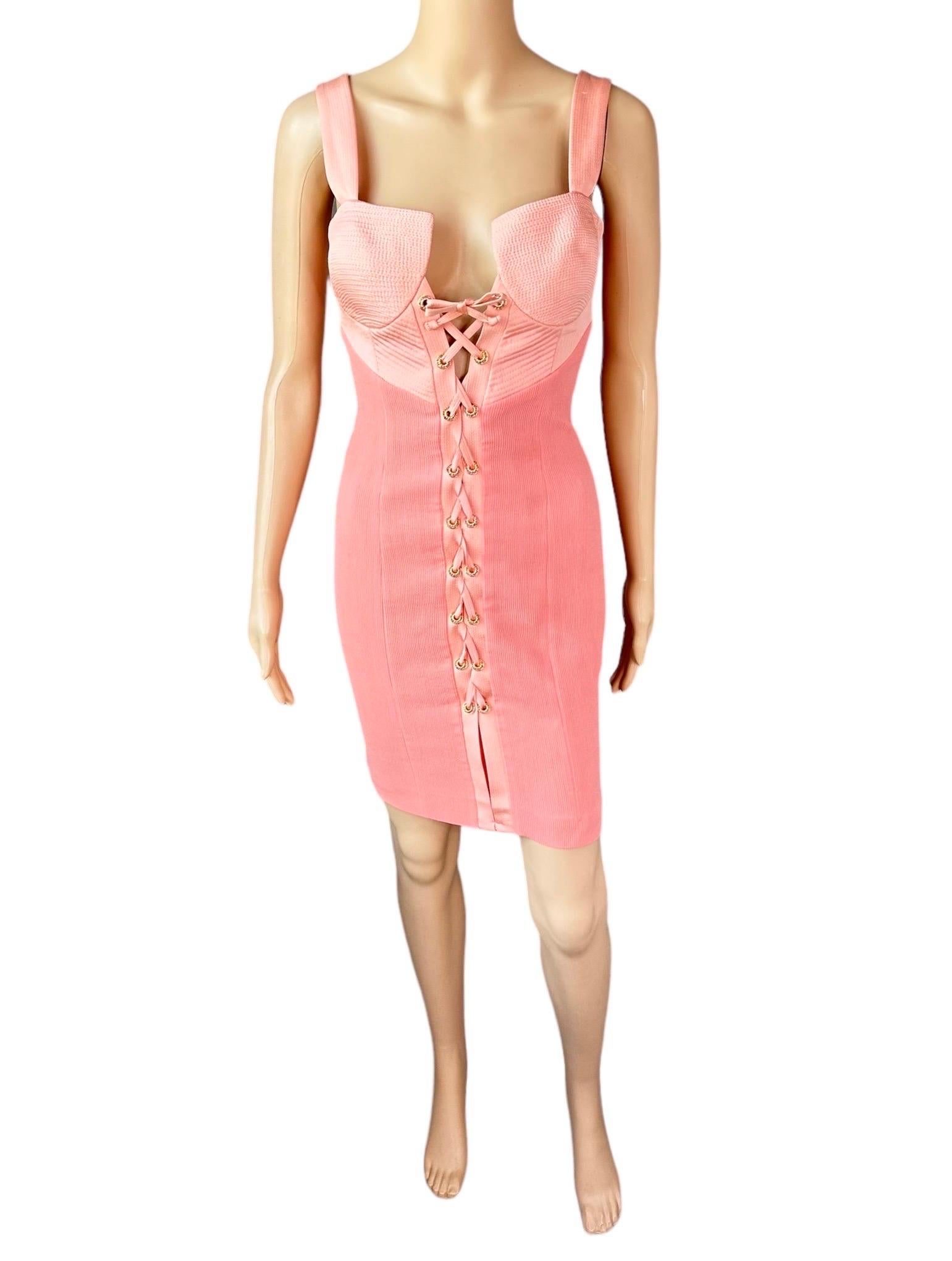 Gianni Versace S/S 1992 Couture Bustier Corset Lace Up Mini Dress For Sale 1
