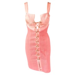 Gianni Versace Couture S/S 1992 Bustier Corset Lace Up Mini Dress