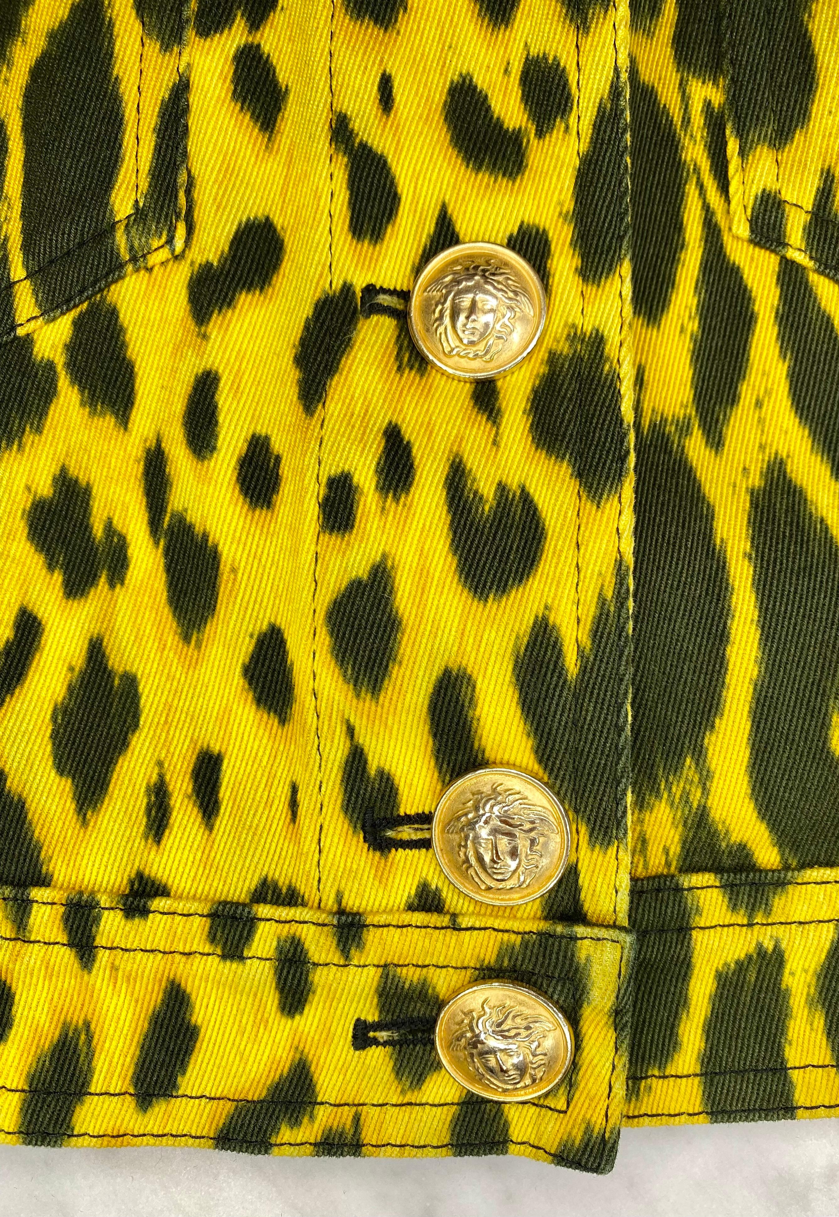 Women's S/S 1992 Gianni Versace Leopard Printed Denim Jacket 