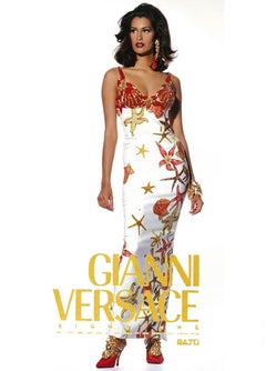 Gianni Versace S/S 1992 Printed silk and beaded 'Sea Shell' evening dress
