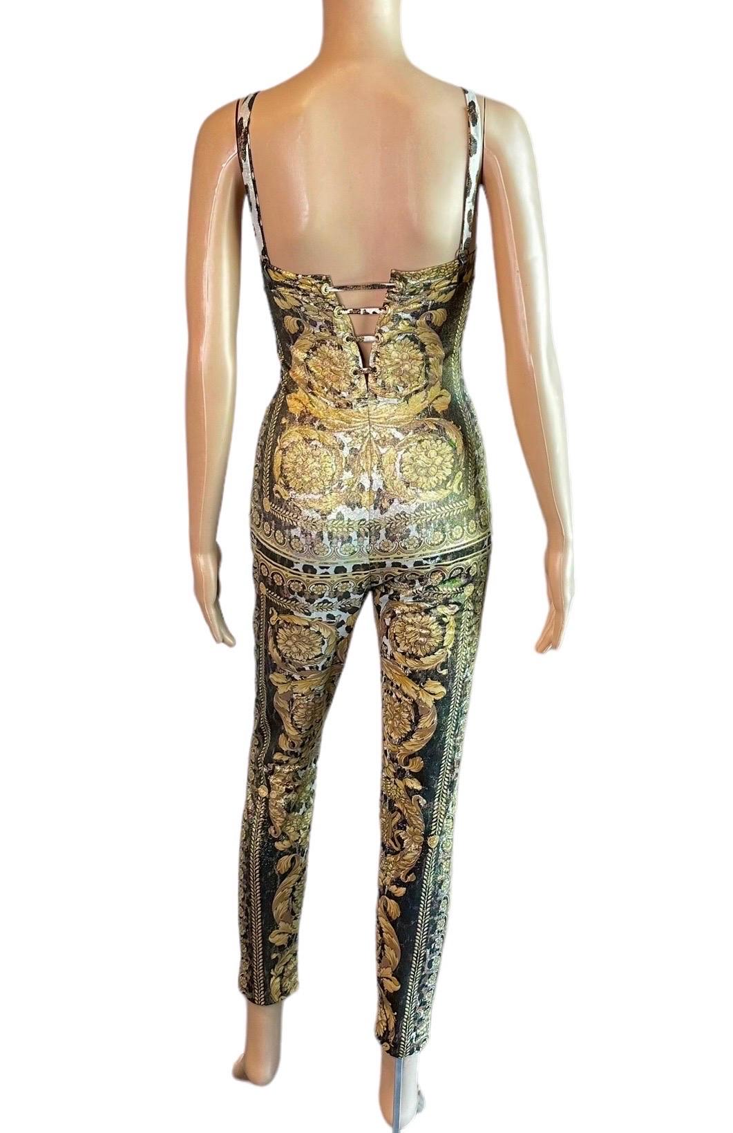 Gianni Versace S/S 1992 Runway Bustier Embellished Baroque Catsuit Jumpsuit For Sale 4