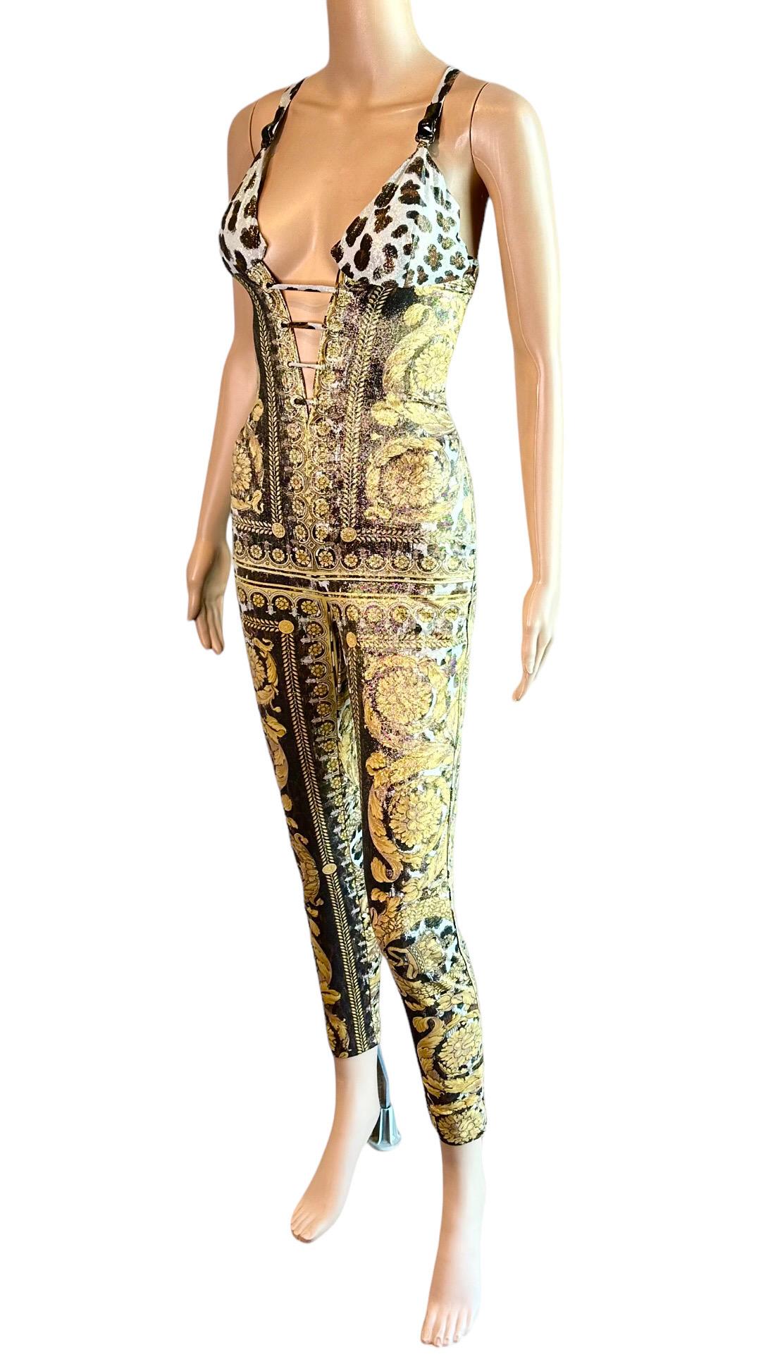 Gianni Versace S/S 1992 Runway Bustier Embellished Baroque Catsuit Jumpsuit For Sale 5