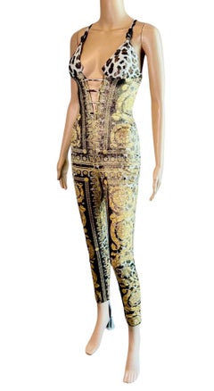 Gianni Versace S/S 1992 Runway Bustier Embellished Baroque Catsuit Jumpsuit