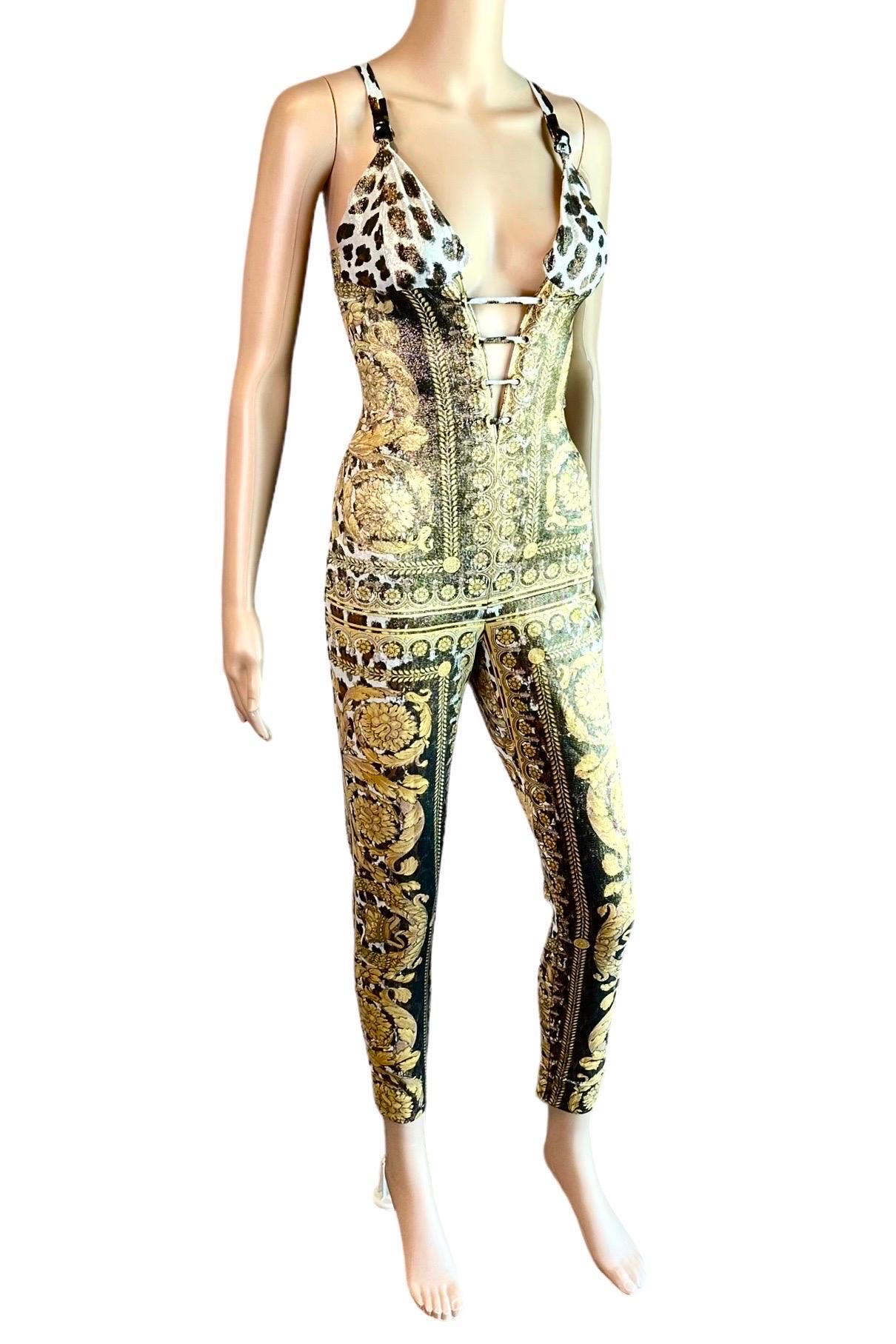 Gianni Versace S/S 1992 Runway Bustier Embellished Baroque Catsuit Jumpsuit For Sale 2