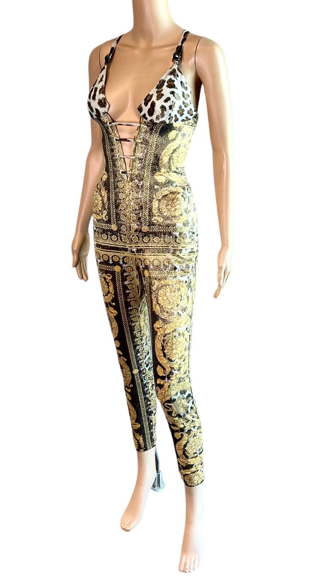 Gianni Versace S/S 1992 Runway Bustier Embellished Baroque Catsuit Jumpsuit For Sale 3