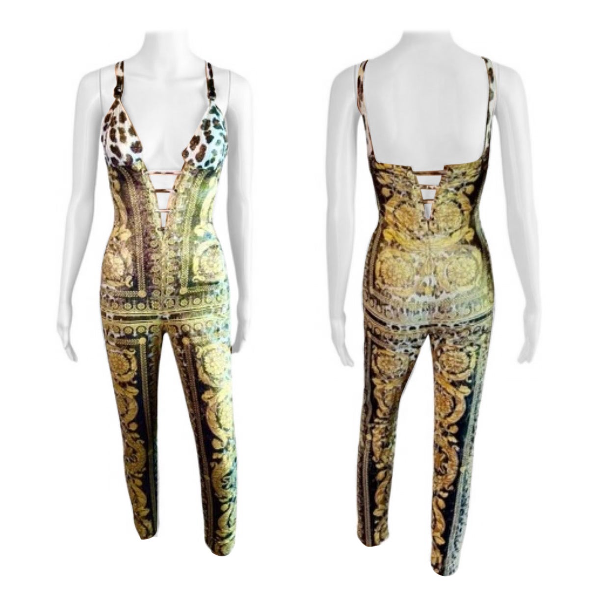 Gianni Versace S/S 1992 Runway Bustier Embelli Baroque Catsuit Jumpsuit